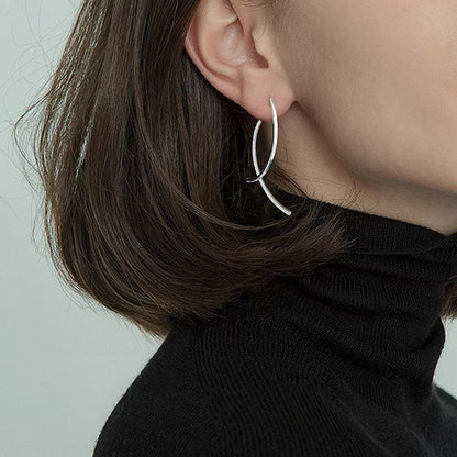 Jimin-Inspired Silver Curved Stick Earrings – BTS Edition