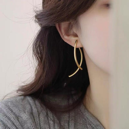 Jimin-Inspired Silver Curved Stick Earrings – BTS Edition