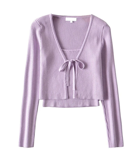 Lilac Cropped Top and Cardigan Set | Jennie – BlackPink