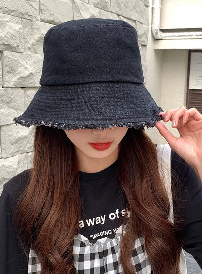 Jimin-Inspired Black Denim Bucket Hat – BTS Edition
