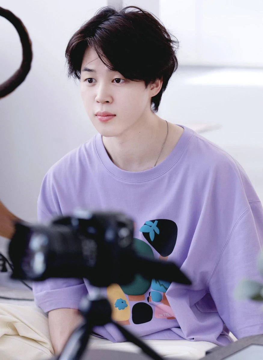 Jimin-Inspired Purple Forest Soop Graffiti Print T-Shirt – BTS Edition