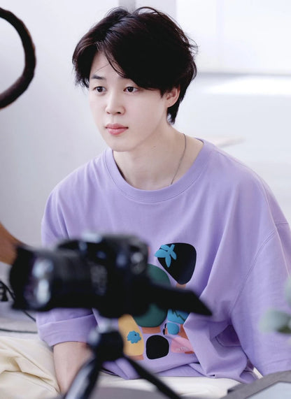Jimin-Inspired Purple Forest Soop Graffiti Print T-Shirt – BTS Edition