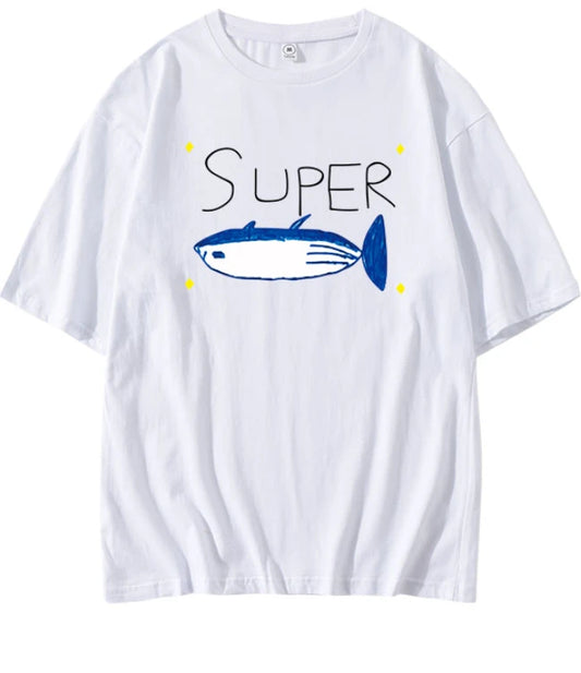 Jin-Inspired White “Super Tuna” T-Shirt – BTS Edition