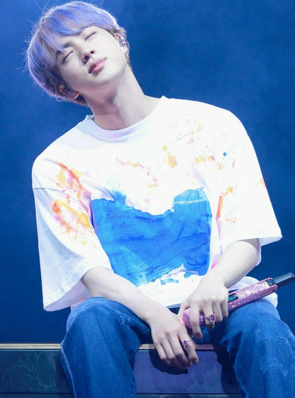 ChatGPT: Jin-Inspired White Graffiti T-Shirt – BTS Edition