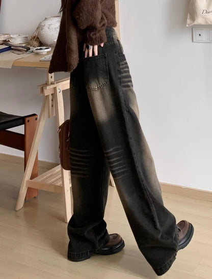 Jungkook-Inspired Black Baggy Washed Denim Jeans – BTS Edition