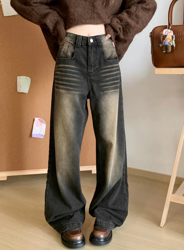 Jungkook-Inspired Black Baggy Washed Denim Jeans – BTS Edition