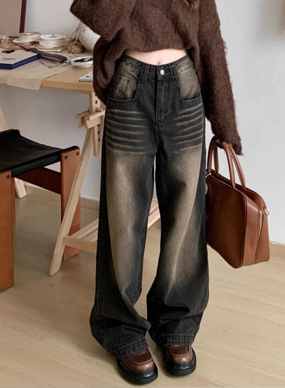 Jungkook-Inspired Black Baggy Washed Denim Jeans – BTS Edition