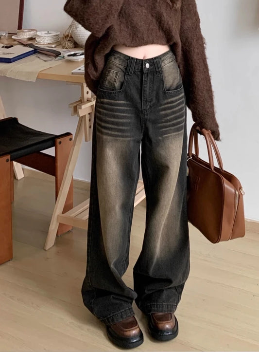 Jungkook-Inspired Black Baggy Washed Denim Jeans – BTS Edition