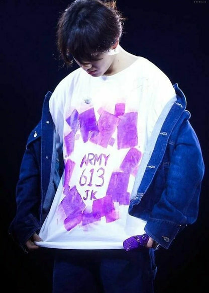 Jungkook-Inspired White Graffiti T-Shirt – BTS Edition