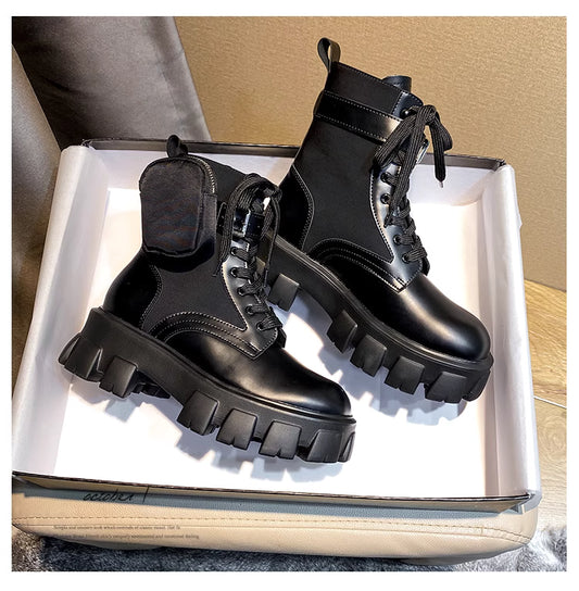 Jimin-Inspired Black Combat Boots with Strap Pocket – BTS Edition