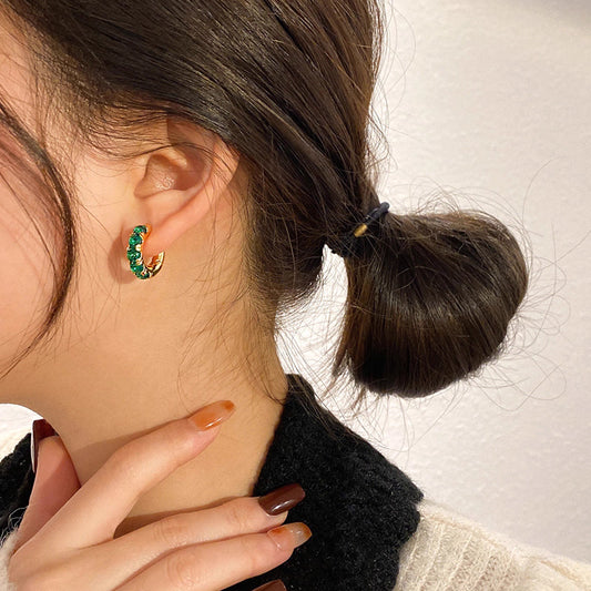 Jimin-Inspired Gold Emerald Earrings – BTS Edition