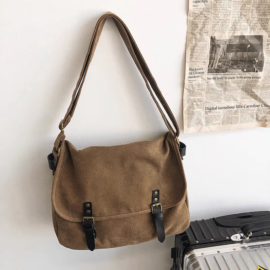 RM-Inspired Brown Messenger Canvas Bag – BTS Edition