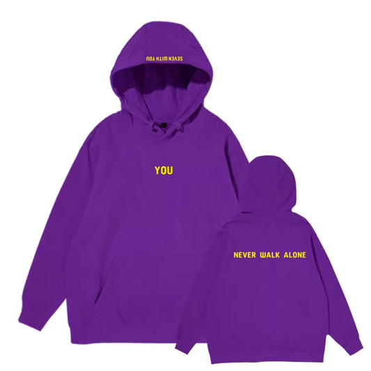 Jin-Inspired Purple “You Never Walk Alone” Hoodie – BTS Edition