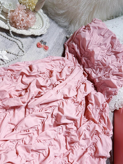 Asa-Inspired Pink Crumpled Texture Puffy Dress – BabyMonster Edition