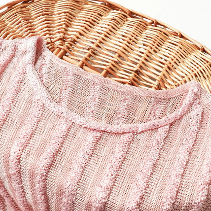 Ahyeon-Inspired Pink Striped Sheer Sweater – BabyMonster Edition