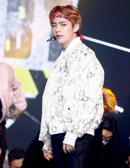 Taehyung-Inspired Red Cashew Pattern Scarf – BTS Edition