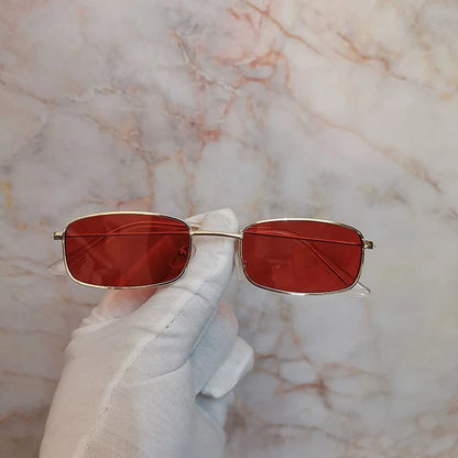 Hyunjin-Inspired Red Rectangle Frame Sunglasses – Stray Kids Edition