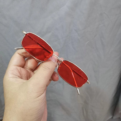 Hyunjin-Inspired Red Rectangle Frame Sunglasses – Stray Kids Edition