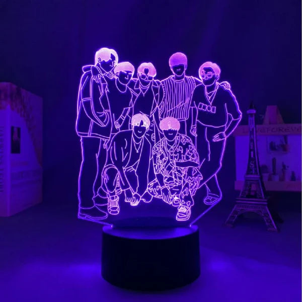 BTS 3D LED Acrylic Night Light 16 lights with Remote