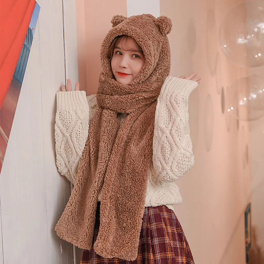 Brown Bear Ears Winter Scarf Hat | Jennie – BlackPink