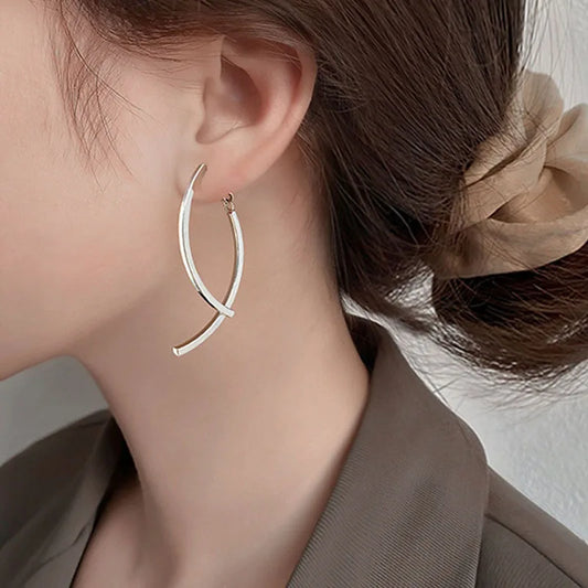 Silver Curved Stick Drop Earrings | Jimin – BTS