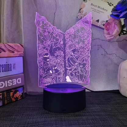 BTS 3D LED Acrylic Night Light 16 lights with Remote