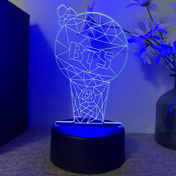 BTS 3D LED Acrylic Night Light 16 lights with Remote