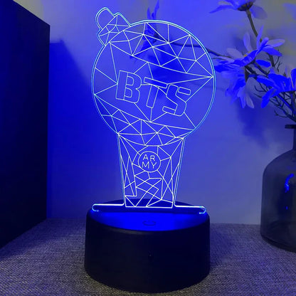 BTS 3D LED Acrylic Night Light 16 lights with Remote