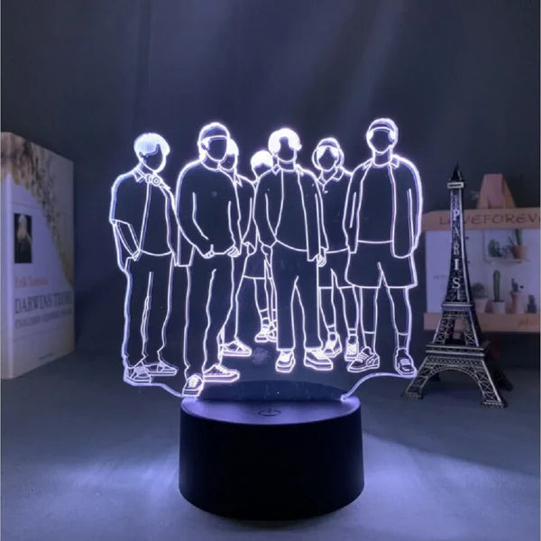 BTS 3D LED Acrylic Night Light 16 lights with Remote