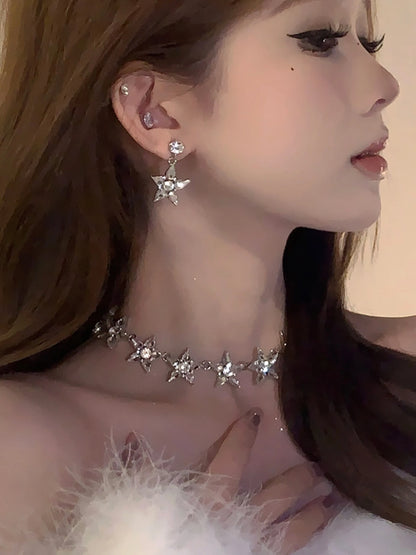 Pharita-Inspired Silver Crystal Stars Necklace – BabyMonster Edition