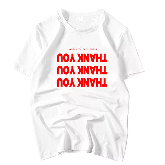 J-Hope-Inspired White Loose Inverted "Thank You" T-Shirt – BTS Edition