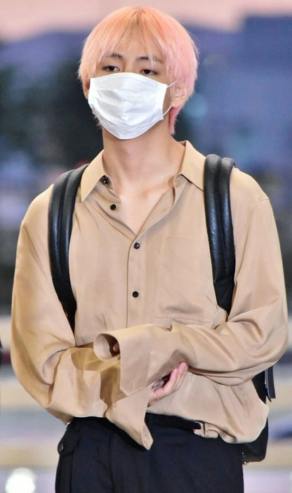 Taehyung-Inspired Beige Loose Shirt – BTS Edition