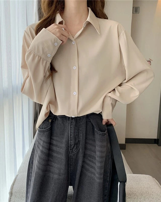 Taehyung-Inspired Beige Loose Shirt – BTS Edition