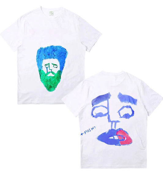 Taehyung-Inspired White Graffiti T-Shirt – BTS Edition