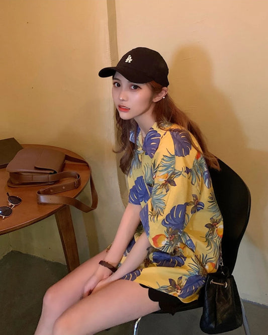 Jin-Inspired Yellow Tropical Print Shirt – BTS Edition