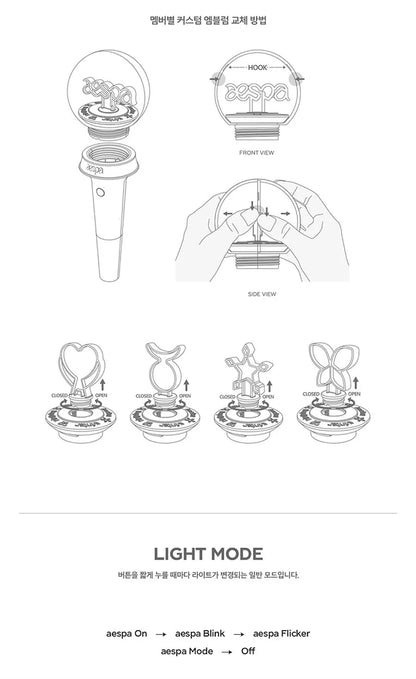AESPA OFFICIAL LIGHT STICK with Strap+Foto Karte Tracking Code FANLIGHT MD GOODS